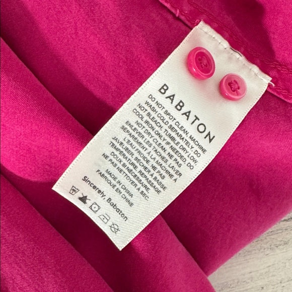 Aritzia Babaton Button-Up‎ Blouse Long Sleeve Collared Hot Pink - Medium - Picture 8 of 11